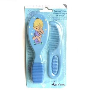Precious Moments Baby Hair Brush Comb Set Luv n Care Head Massage Infant Blue